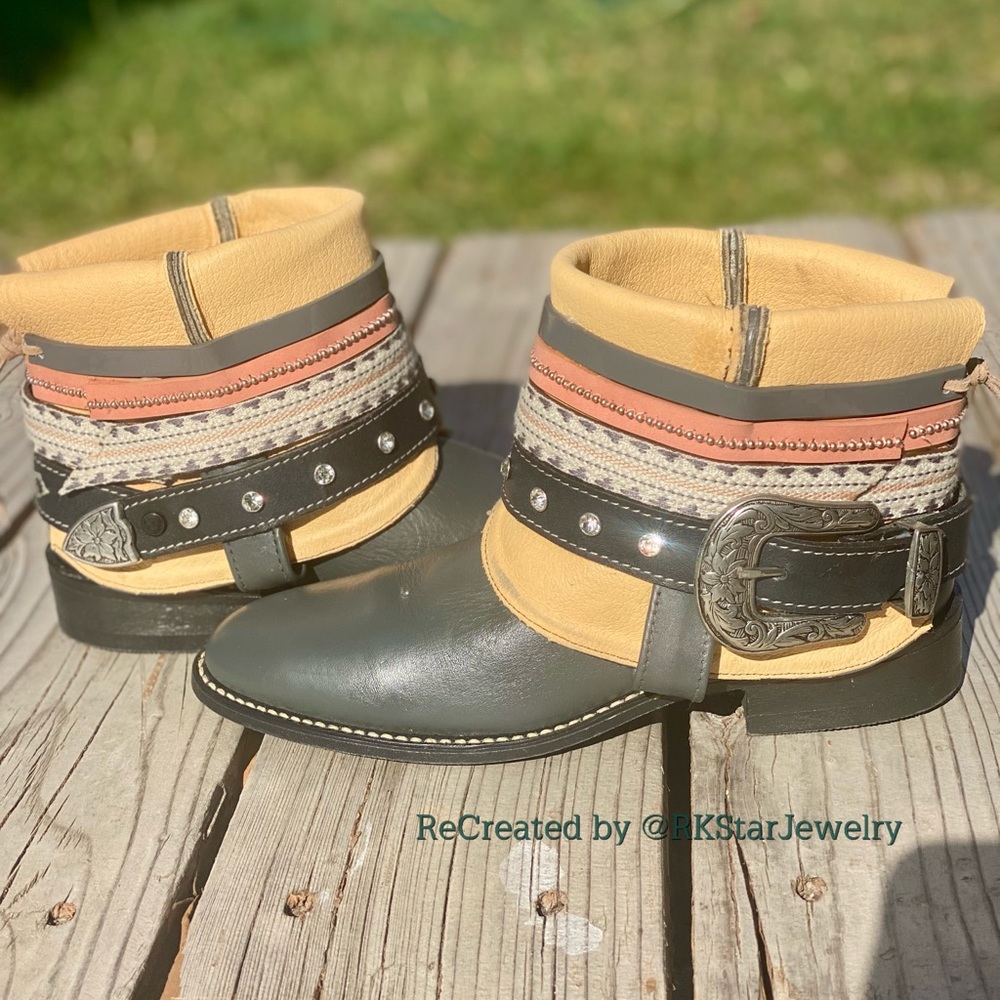 Size 8 Gray Roper Style Ankle Cowgirl Bootie Boots - Women’s Cowboy Boots
